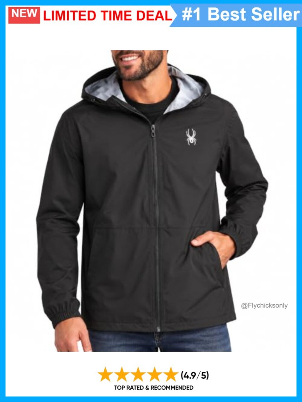 Waterproof Lightweight Hooded Rain Jacket Seam-Sealed Packable